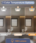 Whisper Quiet 110 CFM Bathroom Exhaust Fan With Light Gaciban, showing 3 CCT selectable LED light color temperatures.