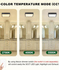 Bathroom Exhaust Fan With Light 80 CFM 2.0 Sones Quiet Ceiling Vent, Dimmable 15W LED with 3 CCT settings shown in bathroom.