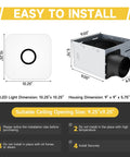 Powerful 2-In-1 Bathroom Exhaust Fan With Light For Quick Moisture Removal And Odor Control, 130 CFM Quiet 1.5 Sones, 32W Motor, 1200-Lumen LED Light With Adjustable 3000K 4000K 5000K, No-Fuss Install OFANKU dimensions and installation guide