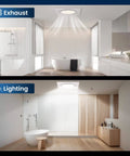 Quiet Square Bathroom Vent Fan With Light, 110 CFM, Adjustable LED Lighting 3000K 4500K 6500K, Ultra Low Noise 1.0 Sones in modern bathroom