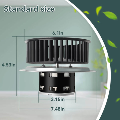 Side view of Upgrade QT-110N-B QT-80N-B QT-90N-B QT-9093 QT-100L Bathroom Fan Motor & Blower Wheel with dimensions