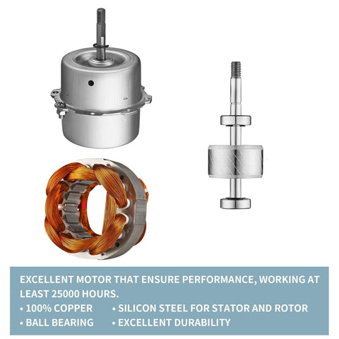 Components of a bathroom exhaust fan motor showing copper wiring, ball bearings, and silicon steel rotor for Very Quiet 70 CFM Bathroom Exhaust Fan With 2.0 Sone No Attic Access Needed Energy Star Certified Easy Ceiling Mount 3 Inch Duct Suitable For Bathrooms Up To 75 Sq Ft White.