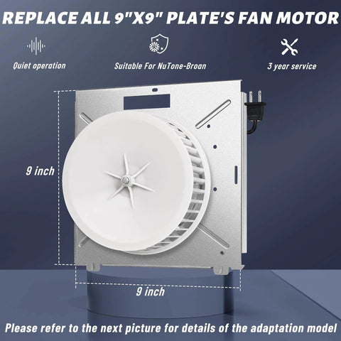 8664RP 8663RP for Nutone 8664RP/8663RP B Unit Bathroom Fan Motor with 9x9 inch plate replacement