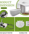 Universal Bathroom Fan Motor Replacement - SM550 Electric Vent Fan Motor Kit, installation dimensions, motor, fan size