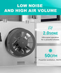 C350BN B Unit 50CFM Fan Compatible with Nutone 696N 695 B Unit, shown with blade and specifications in bathroom setting