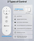 Close-up of wall and remote controls for Bathroom Exhaust Fan With Dope RGB Lights 110 CFM Quiet 1 Sone Remote Control.