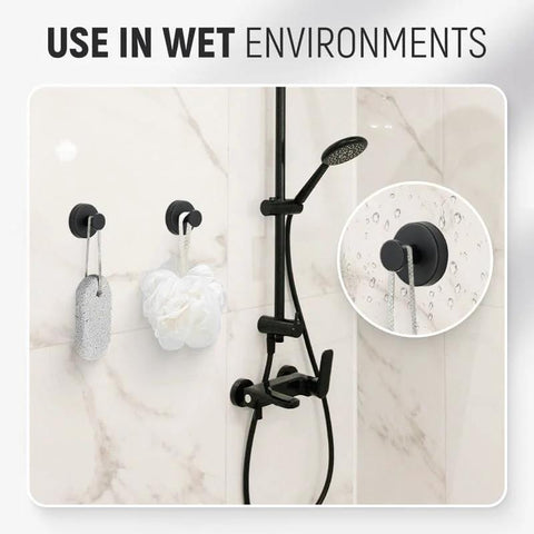 Golden Suction Cup Hooks For Glass And Tile Surfaces No Drill Wreath Hanger in shower with towel and scrubber hanging