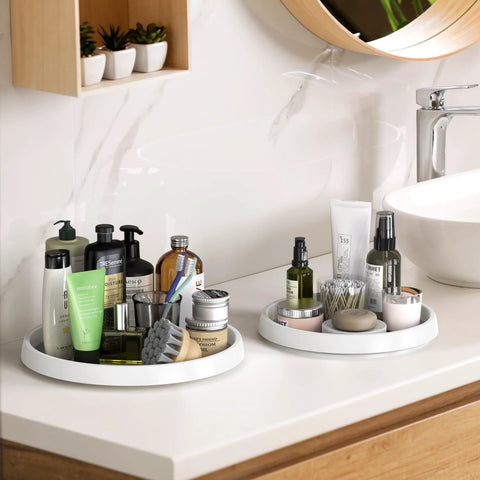 Four Pack Lazy Susan Spice Organizer Rotating Tray Set For Kitchen Pantry Refrigerator Cabinets Includes Two 10 Inch Medium Trays