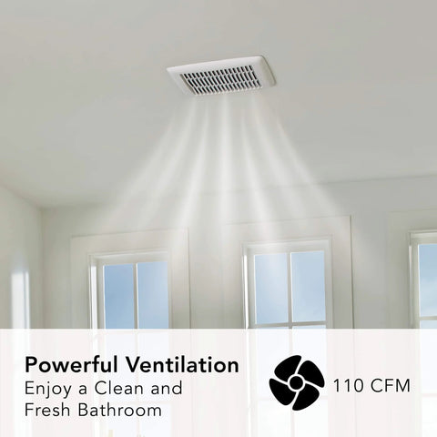 Powerful 110 CFM Bathroom Vent Fan With Quiet One Point Zero Sones And Easy Install ENERGY STAR Certified For Bathrooms Up To 105 Sq Ft By Broan NuTone ceiling installation