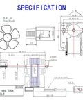 Technical diagram of Bathroom Vent Fan Motor 120V 60Hz 0.60A 30W Compatible with 686,687,8870,M686 YJF6158 showing dimensions.
