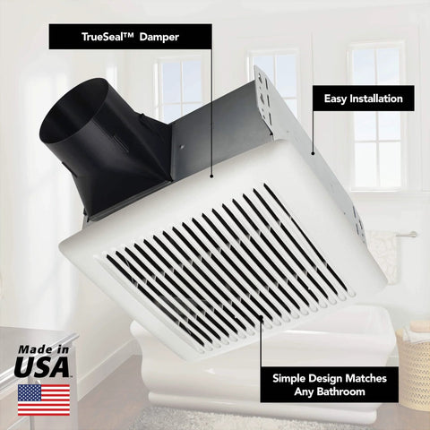 Easy Roomside Installation 110 CFM Bathroom Ventilation Fan Keeps Mirrors Crystal Clear And Quiet 3.0 Sones For Bathrooms Up To 105 Sq Ft White Broan NuTone