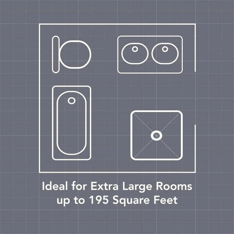 Diagram indicating areas needing the High Performance Ceiling Exhaust Fan 200 CFM 8.5 Sones White Vertical Discharge Ceiling Ventilation Fan