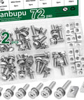 72Pcs Battery Terminal Bolts and Nuts Set M6 10 12 14 16 18 20mm 304 Stainless Steel With Square Nuts For ATV Scooter in case