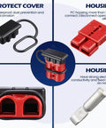 Six Piece Beefy 2 To 4 Gauge 175 Amp Battery Quick Connector Kit 12 To 36V Wire Harness Disconnect Plug components