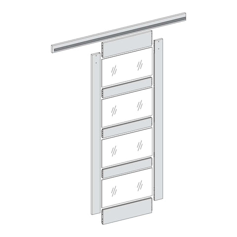 36 Inch Contemporary Sliding Barn Door With Frosted Glass Panels For Modern Rooms And Tight Spaces, A Space Saving Door With Sleek Hardware