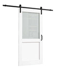 Half Frosted Glass Upper Panel Sliding Barn Door With White Primed Solid Wood And Hardware Kit 36 By 80 Inches No Fuss Install