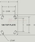 BBQ Pit 5" Polyolefin Casters Kit with Mounting Hardware, 2,000 Lbs. Total Capacity top plate diagram with dimensions