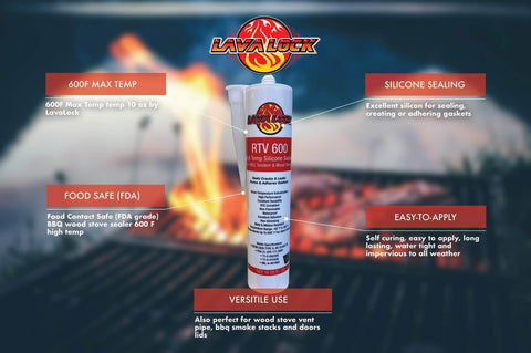 Grillin Ready High Temp BBQ Smoker Gasket Sealer RTV Adhesive 10 Oz Cartridge Food Contact Safe Weatherproof Sealant Red 600F Cap