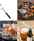 Heavy-Duty Tool Set,Stainless Steel Heat-Resistant Accessories,Non-Slip Handle,Outdoor Camping with grill scene and drink