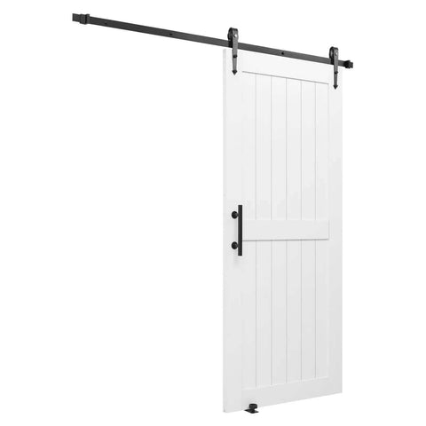 Sliding Barn Door With Hardware Kit 36 X 84 Inch White MDF Panel Door With Waterproof PVC Coating Scratch Resistant Interior Barn Door