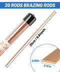 20 Sticks BCuP2 Copper Brazing Rods Phosphor Alloy For HVAC Pros And Refrigeration Piping 0.050 In X 1/8 In X 10 In