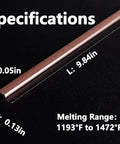 Dimensions of BCuP-5 Copper Brazing Rods With Fifteen Percent Silver Phosphorus Copper Alloy For HVAC And Refrigeration Soldering