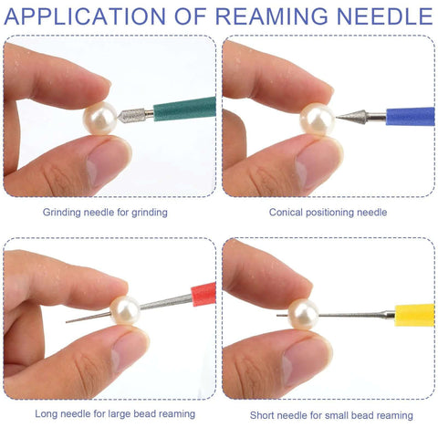 Image showing Diamond Tipped Bead Reamer Set Four Piece For Jewelry Making Pro Bead Reamer Tools Hole Enlarger Removes Burrs