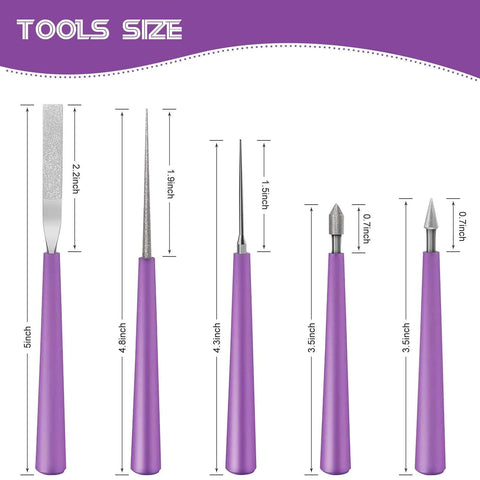 Bead Reamer Set For Jewelry Making Five Piece Stainless Steel Bead Hole Enlarger Tool With Acrylic Handles size chart