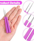 2 Pack Bead Reamer Set With Purple Handles For Jewelry Making Pro Grade Enlarge And Smooth Holes In Glass Wood Plastic And Metal Beads Quick Clean Burr Free Tool For Pearls Ceramic Stone Reaming, shown with precision tips and stainless shafts in hand.