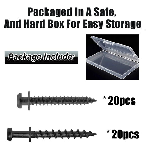 Pro Grade Picture Hanging Screws Set With Double Headed Bear Claw Screws, 40 Pack, Black, Plastic Storage Box