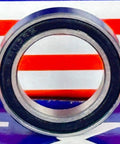 Close-up view of a 6803-2RS Bearing 17x26x5mm - Sealed Ball Bearing showing inner rubber seal.