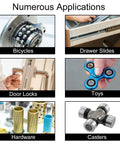 Numerous applications for 10 Pack 1/2 Inch Precision Chrome Steel Ball Bearings G25 AISI 52100 in bicycles, drawer slides, and more.