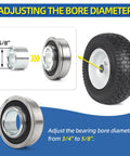 Adjusting wheel bearing with 5/8" flanged sleeve from Bearing Bore Hole And Hub Length Adjustment Hardware Kit.