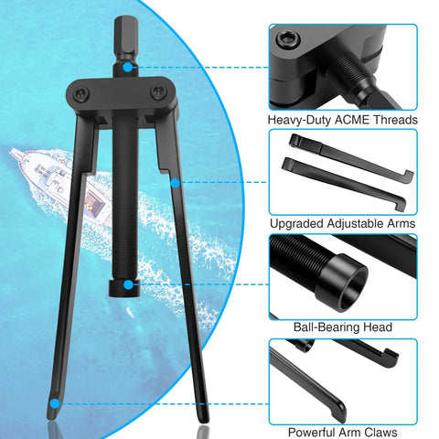 Outboard Bearing Carrier Puller With Adjustable Arms for Yamaha Johnson Evinrude Mercury Honda Mercruiser, 115 HP+ components