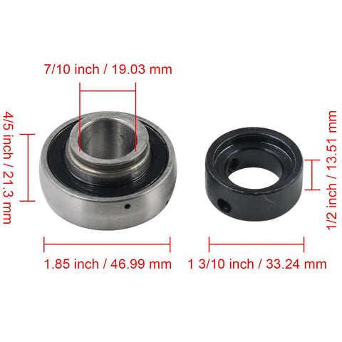Three Quarters Inch Shaft Insert Bearing With Eccentric Locking Collar And Forty Seven Millimeter Outer Diameter dimensions