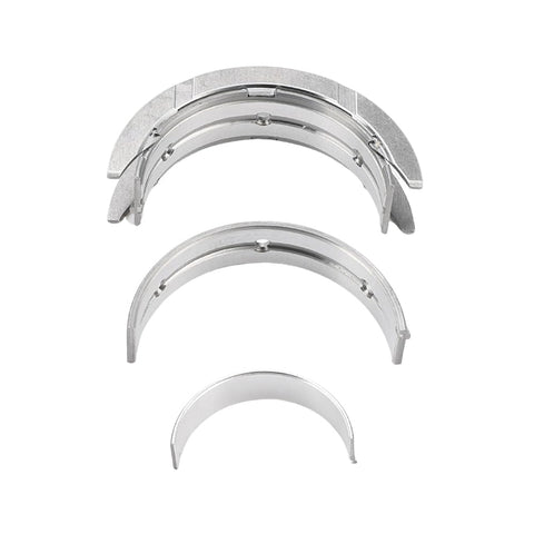 Engine Crankshaft Main And Connecting Rod Bearing Kit For Scion FRS Subaru BRZ Toyota 86 And More Street Ready Fit For Forester Impreza Legacy Outback XV Crosstrek 2011 Through 2022 Replacement Bearings Set shown in a front view, illustrating individual metal bearing components arranged in a row for installation.