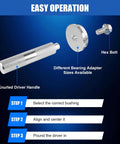 10pcs Bearing Race and Seal Driver Set with knurled driver handle and hex bolt, labeled for ease of assembly in automotive mounting.