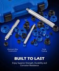33pc Bearing Press Kit for Small Vehicles with Metric SAE Adapters, blue case, aluminum alloy drivers, oxide coated components
