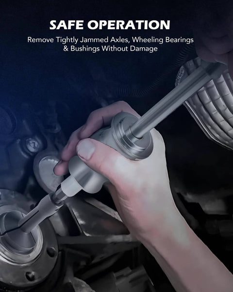 Using the Blind Hole Collet Bearing Race and Seal Puller Extractor Kit for safe bearing removal with slide hammer pilot insert.