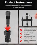 Bearing Puller Kit, 10 Pcs Blind Hole Bearing Puller Set, product instructions with tool assembly steps and close-up of components.