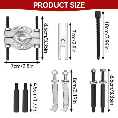 Bearing Separator And Puller Set 9 Piece Portable Heavy Duty Bearing Splitter Tool Kit product size dimensions