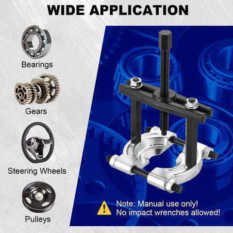 12 Piece Bearing Puller Set, Heavy Duty 5 Ton Capacity Bearing Separator Kit displayed with compatible parts