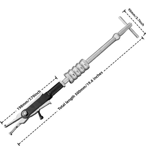 Internal Bearing Puller With Slide Hammer Pro Grade Bearing Extractor For 16-45mm Bearings, shown with expandable collets and measurements