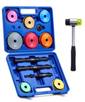 Heavy Duty Bearing Race And Seal Driver Kit 15 Piece With 2 11 16 Inch To 4 1 8 Inch Adapters Knurled And Pneumatic Handles