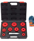 Pro Grade Bearing Race And Seal Driver Kit With 9 Adapters And Heavy Duty Handle, Case And Gloves For Wheel Bearing Presses
