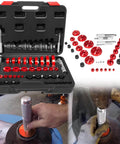 Bearing Race And Seal Driver Kit For Wheel Bearing Installation 43 Piece Set With 39 Adapters And 4 Handle Sizes in use