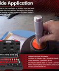 Bearing Race And Seal Driver Kit For Wheel Bearing Installation 43 Piece Set With 39 Adapters And 4 Handle Sizes Includes Bearing Race Punch Set And Seal Driver Tools Heavy Duty Auto Shop Gear with machined aluminum components shown in use.