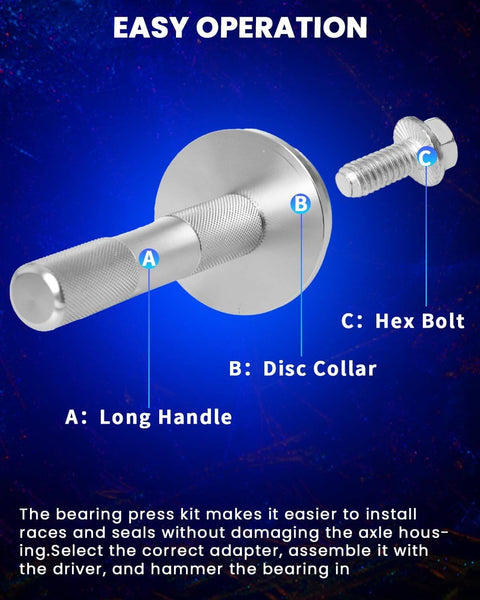 Diagram of 10 Piece Bearing Race And Seal Driver Kit For Quick No Damage Installations Pro Grade Bearing Press Tool