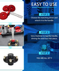 Instructions showing Pro Grade Bearing Race And Seal Driver Kit With 9 Adapters And Heavy Duty Handle, Case And Gloves For Wheel Bearing Presses
