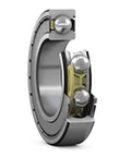 Side view of SKF E2.6001-2Z/C3 shielded deep groove bearing with 12 mm bore, steel cage, C3 clearance for high precision rotation.